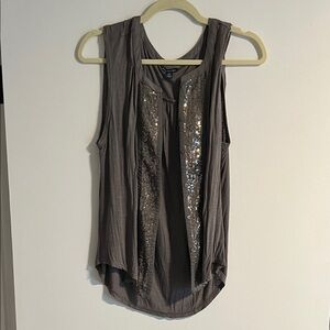 American Eagle Outfitters Gray Sequin Tank Top